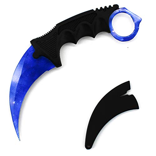 Wetop Karambit Knife, CS-GO for Hunting Camping Fishing Self Defenses and Field Survival, Stainless Steel Fixed Blade Tactical Knife with Sheath and Cord (Blue Sky). - Thumbnail 7