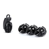 Dreamer Car Hand-grenade Style Aluminum Oxidized Valve Stem Caps Car Wheel Valve Caps(black,4 pcs)