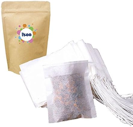 ikee Drawstring Tea Filter Bags, Disposable Tea Infuser for Loose Leaf Tea, Herbs, Set of 100 (2.2’’ 2.8’’)