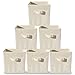 Six Beige Collapsible Storage Containers with Reinforced Bottom: Storage Bins That Slide Together for a Durable, Stylish Storage Cabinet – Drawer Organizer Includes Six Cubes – Two-Year Warranty