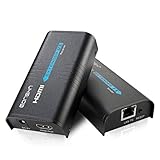 HDMI Extender with Transmitter and Receiver Over TCP/CP Ethernet Cable Cat5/5e/6/6e up to 400ft(120m),Support 1080P Full HD by EONSHN(A Pair)