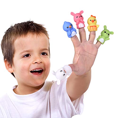 FUN LITTLE TOYS 10 PCs Animal Finger Puppets, Bath Finger Puppets for