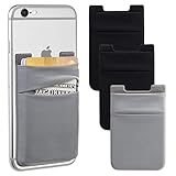 Phone Card Holder for Back of Phone, Stretchy Lycra Wallet Stick On Pocket Credit Card ID Case Pouch Sleeve 3M Adhesive Sticker Compatible with iPhone Samsung Galaxy Android Smartphones - 3Pack