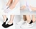 Womens No Show Socks, Low Cut Flat Boat Liner Non Slip Short Cotton Socks 6 Pair Black+Grey+White