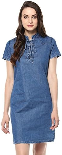 StyleStone(3207DnmLaceUp) Women's Denim Lace Up Dress