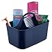 mDesign Small Plastic Shower/Bath Storage Organizer Caddy Tote with Handle for Dorm, Shelf, Cabinet - Hold Soap, Shampoo, Conditioner, Combs, Brushes, Lumiere Collection, Navy Blue