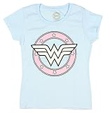 Wonder Woman DC Comics Glitter Logo Big Girls Youth T-shirt Licensed, Lt Blue, Medium