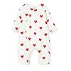 Petit Bateau 5810501 overall met rode harten voor baby’s, meisjes aan de zijkant