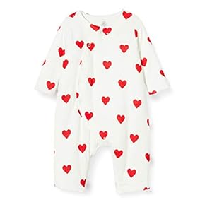 Petit Bateau 5810501 overall met rode harten voor baby’s, meisjes aan de zijkant