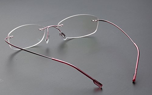 Agstum Mens Womens Titanium Alloy Flexible Rimless Frame Prescription Eyeglasses 51mm (Pink, 51mm)