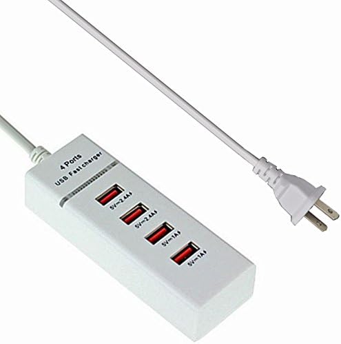 Wall Charger 4 Ports USB Hub Desktop Charger Station 1.5metre Power Cord Fast Charge for iPhone iPad Tablet Samsung,New Design slowly softly Blinking Indicator color.