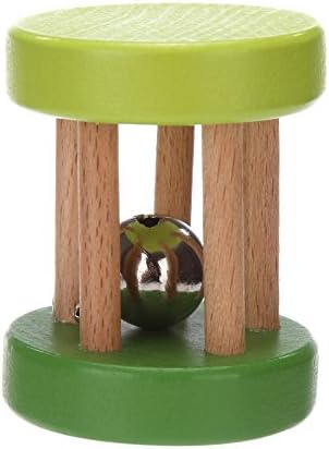 Hamster Wooden Dumbbell Unicycle Roller Non-toxic Colorful Enlightenment Chew Toys with Bell for Parrot Rabbits Guinea Pigs (Green)