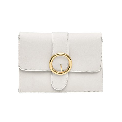 Fashion Handbag for Women Pure Color Ring Leather Messenger Shoulder Bag Chest Bag,GINELO (White)