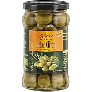 Gustoni Grüne Oliven mit Stein in Lake (300 g) – Bio