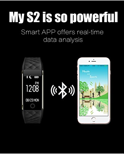 S2 Smart Watch,MeiLiio Customized Activity Tracker Sports Fitness Wristband Bracelet Heart Rate Bluetooth Waterproof Monitor for Apple iOS&Android Smart Phones Kids, Women and Men,Black - Thumbnail 3