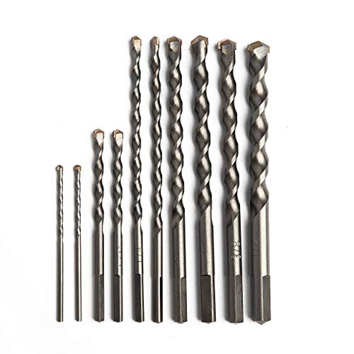 10 Piece Concrete Drill Bits Set (TILE, BRICK, CEMENT, CONCRETE, GLASS, PLASTIC, CINDERBLOCK, WOOD) Chrome Plated with Industrial Strength Carbide Tips - BONUS STORAGE CASE INCLUDED - Thumbnail 2