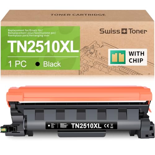 swiss toner TN2510XL Toner Compatible with Brother TN2510 TN-2510 TN-2510XL for Brother MFC-L2835DW HL-L2400DWE DCP-L2620DW DCP-L2627DW DCP-L2660DW MFC-L2835DW MFC-L2860DW MFC-L2827DW,1 Black
