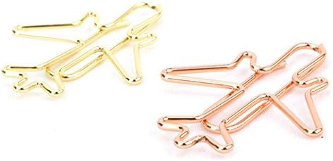 (Price/50 Paper Clips) Rose Gold Crown Paper Clips, 1 1/2"L x 1 1/4"W-Airplane / Assorted-50 Clips