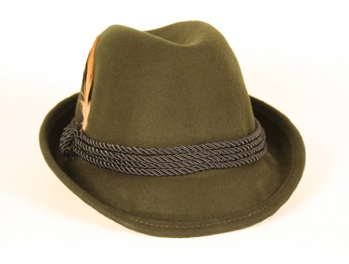 Fedora Hat - Holiday Oktoberfest Wool Bavarian Alpine Hat, Premium Wool - Size XL