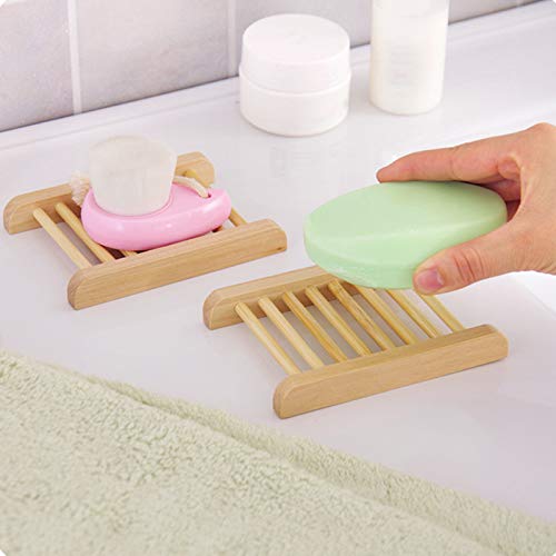 Wyi 10 Pcs Wood Soap Holder Bamboo Soap Dish Rectangular Bathroom Wooden Soap Case Rack Plate Box Container for Sponges, Scrubber, Soap Home Kitchen Accessories