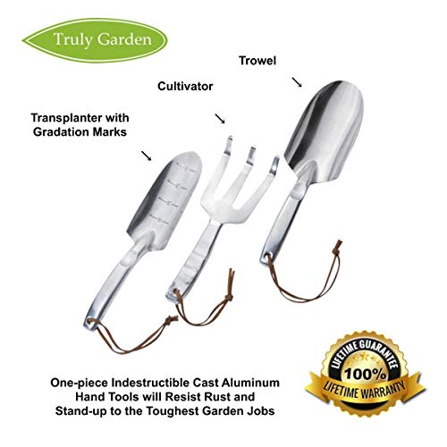 Heavy Duty 3 Piece Garden Hand Tool Set 100 Polished Cast Aluminum