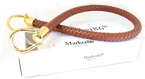 market86 13mm Width DIY Handbag Accessories Braided Pu Leather Purse Handles Handbag Replacement Straps Detachable Bunckles Length 23.6 Inches (Camel)