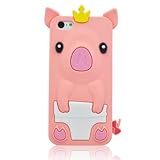 BYG pink 3D Pig Cartoon Animal Silicone Case Cover for Iphone 5c + Gift 1pcs Phone Radiation Protection Sticker