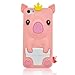 BYG pink 3D Pig Cartoon Animal Silicone Case Cover for Iphone 5c + Gift 1pcs Phone Radiation Protection Sticker