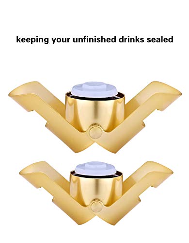 OWO Champagne Stopper, Stainless Steel Bottle Plug Sealer for Sparkling Wine, Superior Leak-Proof Bubble Retaining Saver, No Sharp Edge, No Spill, Fizz Saver, Passed Press Test (Gold & Rose Gold)