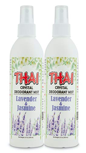 Thai Deodorant Stone Crystal Mist Natural Spray 8oz - Lavender & Jasmine Scent Bundle