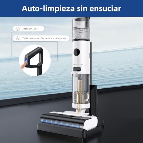 JONR ED12 Wet and Dry Vacuum Cleaner, 4 in 1 Cordless Vacuum Cleaner and Mop, Edge Cleaning Brush, Self-Cleaning Function, 30 min Autonomy, for Hard Floors and Pet Hair.
