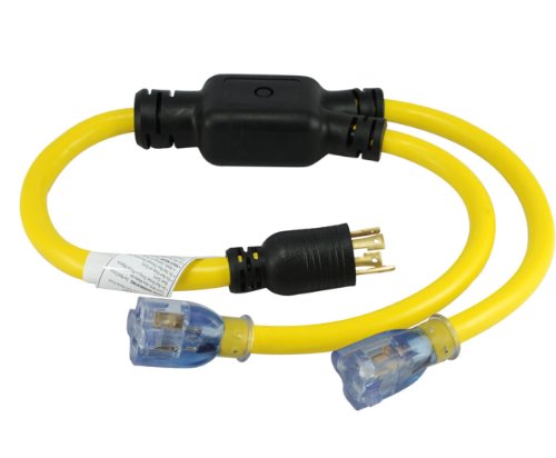 Conntek YL1430520S Generator Y Adapter 30 Amp 125/250 Volt 4 Prong Male Plug To 15/20 Amp Connector
