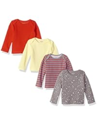 Hanes Ultimate Baby Flexy 4 Pack Long Sleeve Crew Tees, Yellow/Reds, 18-24 Months