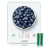 Letsfit Digital Kitchen Scale, Multifunction Food Scale and LED Screen Display, Glass Platform, Capacity Range from 0.1oz (1g) to 11lbs (5000g), Batteries Included