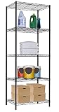 Home Basics Wire Shelving Storage Unit (5 Tier, Black)