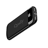Quslly 20000mAh Portable Power Bank with Dual USB 2.1A Output and 1.0A Input - Black