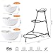 3 Tier Oval Bowls with Metal Rack,Food Server Display Stand, Three Serving porcelain Bowls set,Dessert Appetizer Snack Server
