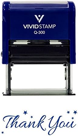 Thank You w/Stars Self Inking Rubber Stamp (Blue Ink) - Large