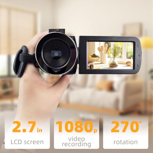 Flylin 4K HD Video Camera, 28X Digital Zoom Camcorder Vlogging Camera with Night Vision, WiFi 3” IPS Touchscreen Video Recorder for YouTube, Record Memories, Moments (Black)