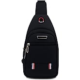 D & K Exclusives Crossbody Sling Bag for Men & Women, Lightweight Travel Backpack with Zipper Pockets (Black)