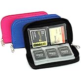 3-Pack Memory Card Case - Carrying Case Suitable for Micro SD, Mini SD and 4X CF, Card Holder Bag Wallet for Media Storage Organization (Black+Blue+Pink)