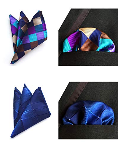 MENDENG Mens 10 Pack Assorted Cotton Polka Dots Pocket Square Handkerchief Hanky