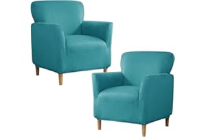 EIVMAX Blue Velvet Armchair Slipcovers Set of 2 Single Armchair Cover Small Chair Slipcovers with Arms Stretch Sofa Chair Cover Furniture Protector for Banquet Living Room Bedroom (2-Blue)