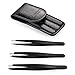 Tweezers Set, DUcare 3 Pieces Stainless Steel Tweezers for Eyebrow, Facial and Body Hair with Compact Travel Case Gift