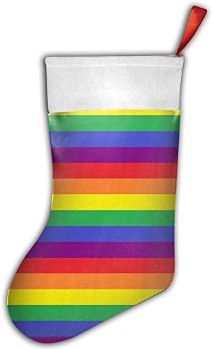Rainbow Pride Stripes Gay Christmas Holiday Stockings Classic Christmas Accessory Tall 16"