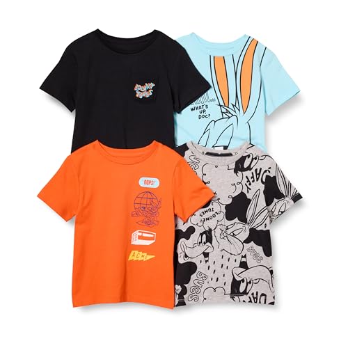 Amazon Essentials Looney Tunes Camisetas de Manga Corta Niño, Pack de 4, Bugs de Looney Tunes, 4 años
