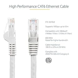 StarTech.com 25ft CAT6 Ethernet Cable - White CAT 6