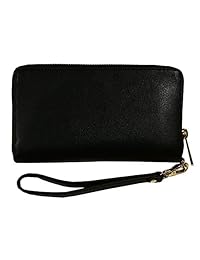 michael kors Jet plana grande de viaje multifunción funda de piel tachuelas doradas Negro