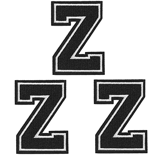 TACVEL 3 Pieces Iron on Letter Patch, Full Embroidery Letter Patch, Iron Alphabet Letter A-Z Iron on Sew on Patches for Clothes, Dress, Hat, Socks, Jeans, DIY Accessories, 3.14inch (Black, Z)