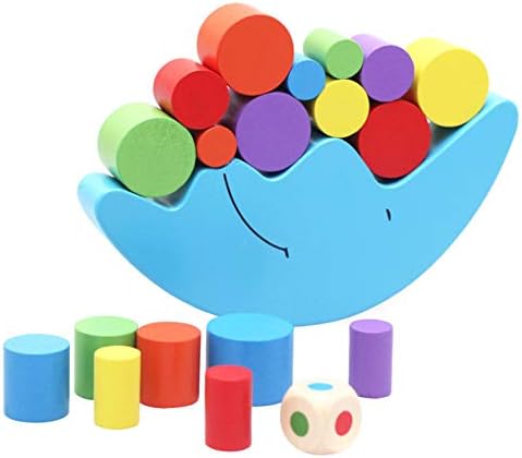 Sinnper Balancing Game Moon Equilibrium Game Wooden Blocks Balancing Moon Wooden Stacking Blocks Balancing Game Sorting Toy Montessori Toy for Toddlers Kids